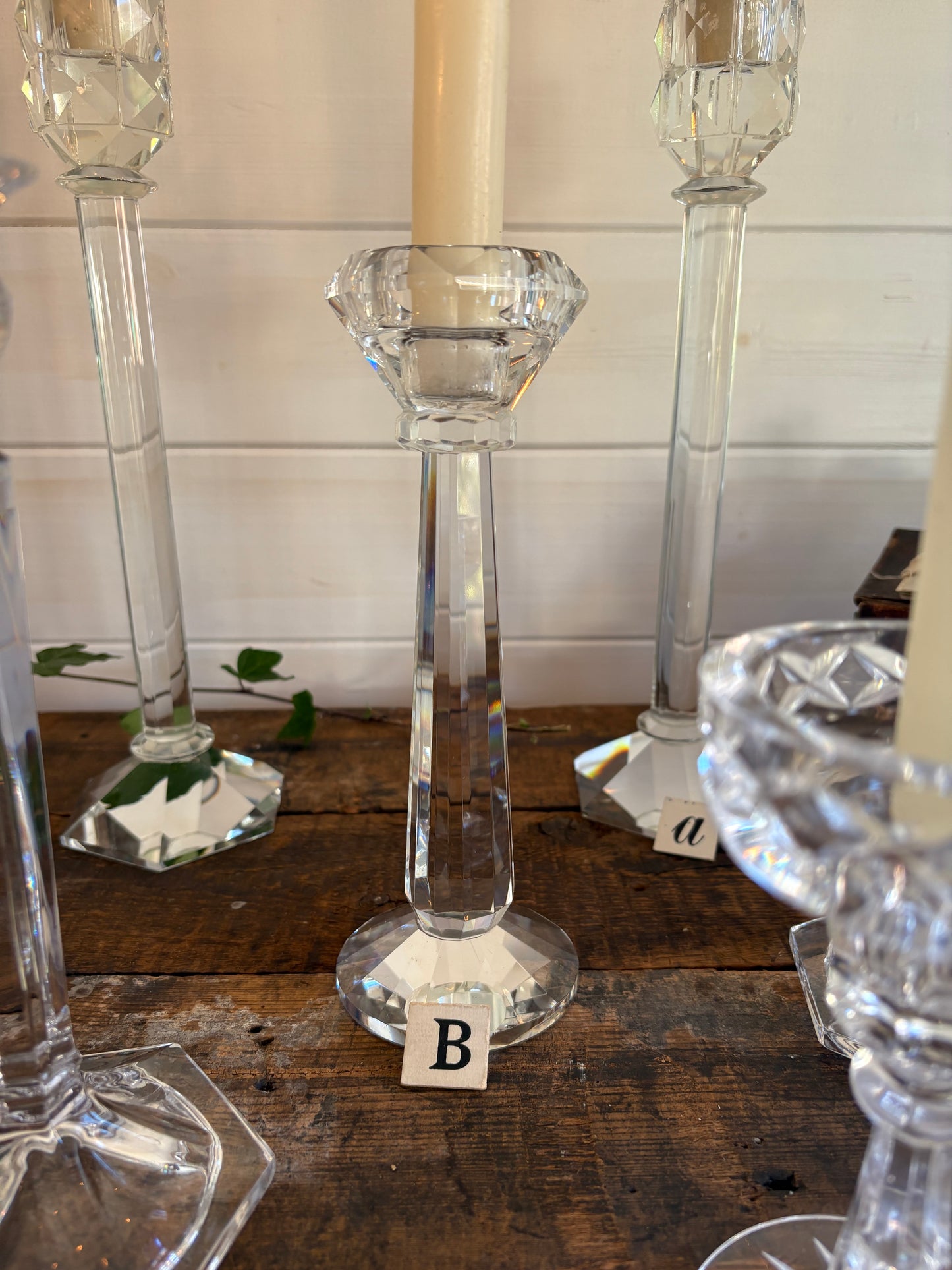 Vintage Clear Glass Candlesticks – Mixed Pairs