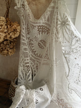 Load image into Gallery viewer, Vintage Linen Embroidered Tablecloth
