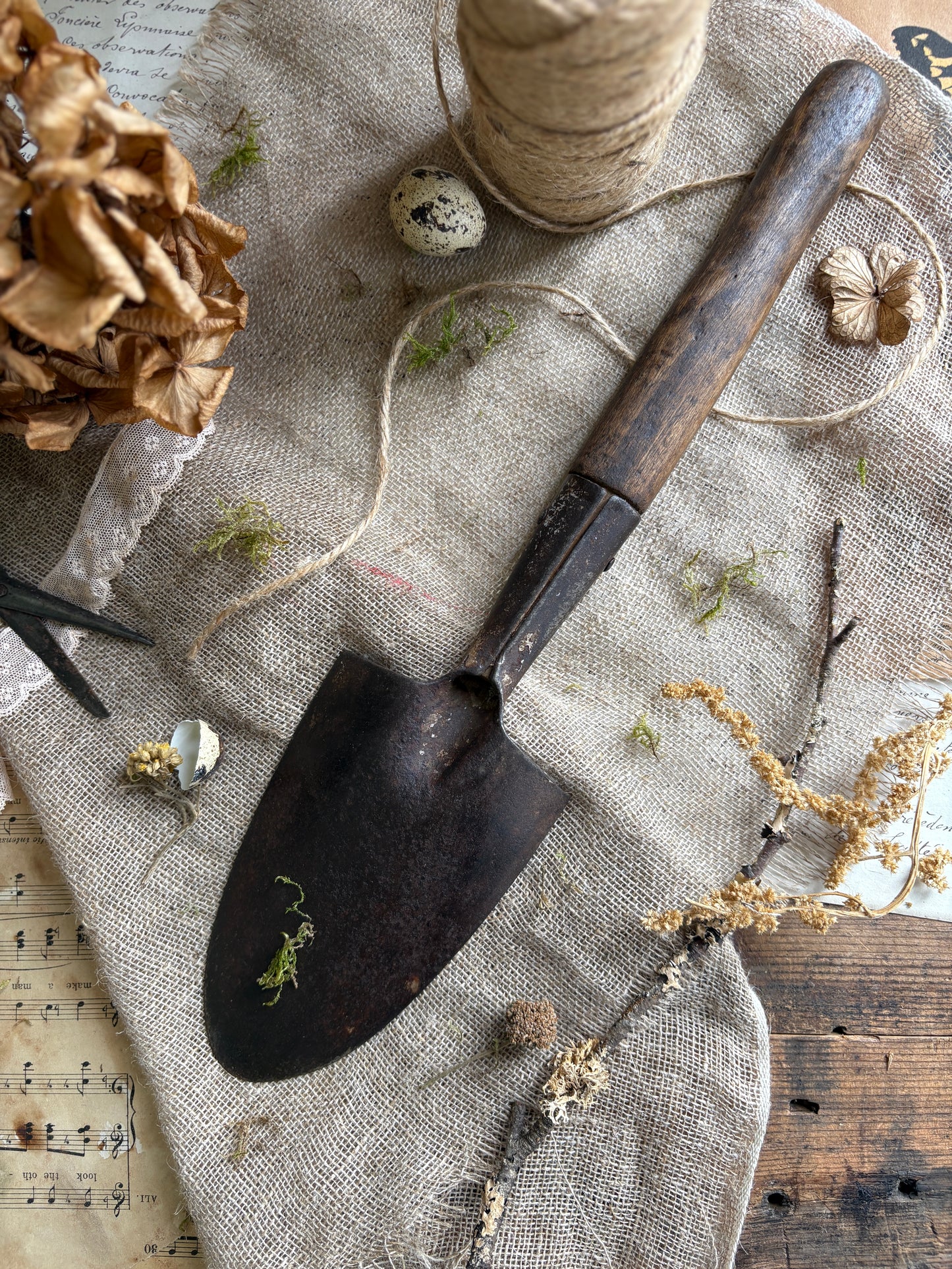 Selection Of Rustic Garden Tools