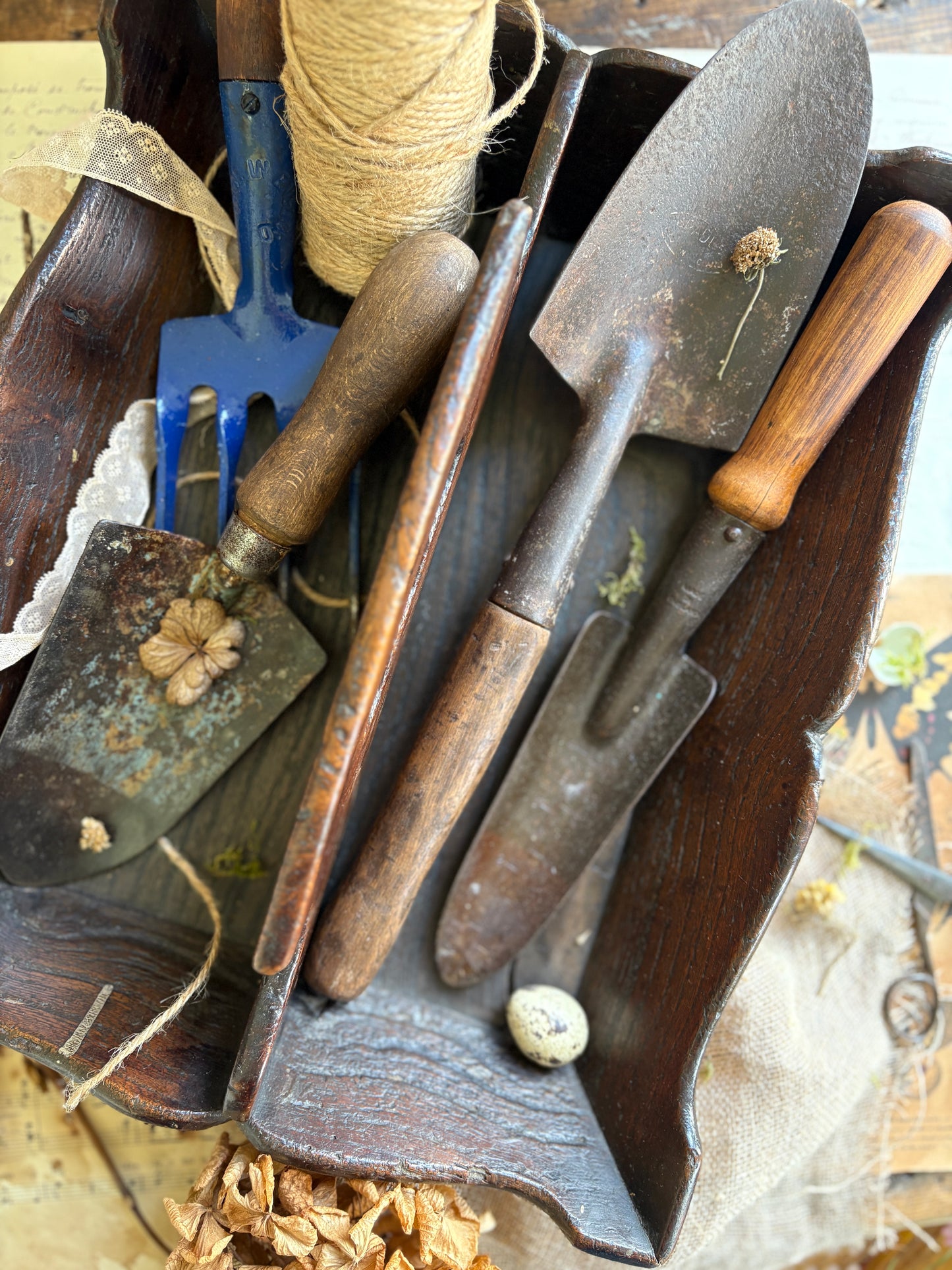Selection Of Rustic Garden Tools
