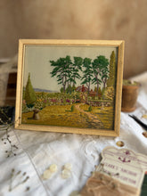 Load image into Gallery viewer, Vintage Embroidered Cottage Garden – Framed Needlework
