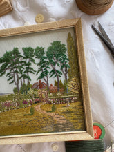 Load image into Gallery viewer, Vintage Embroidered Cottage Garden – Framed Needlework
