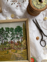 Load image into Gallery viewer, Vintage Embroidered Cottage Garden – Framed Needlework
