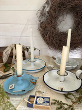 Load image into Gallery viewer, Vintage Enamel Candleholders – Four Rustic Styles
