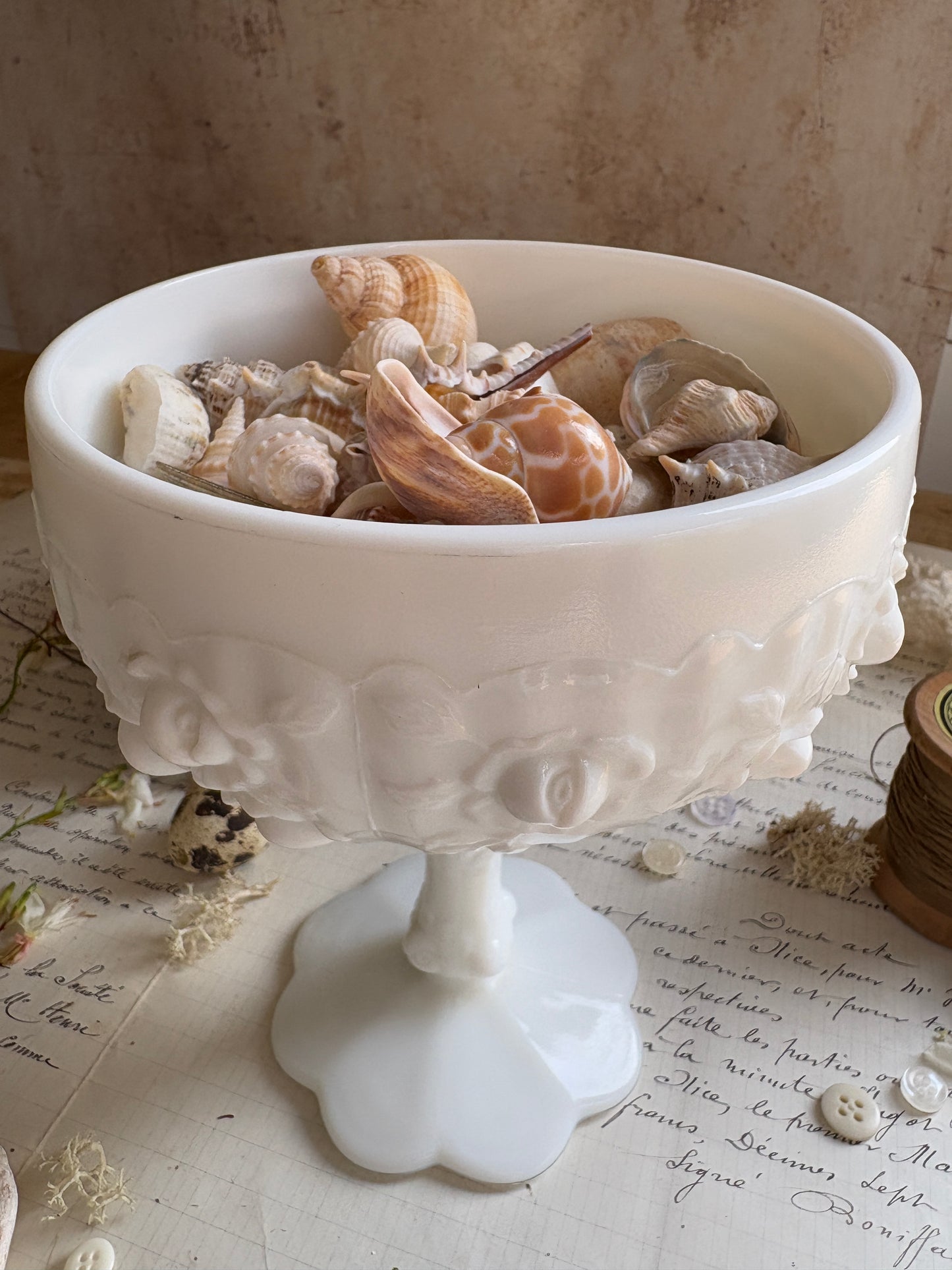 Vintage White Fenton Pedestal Dish