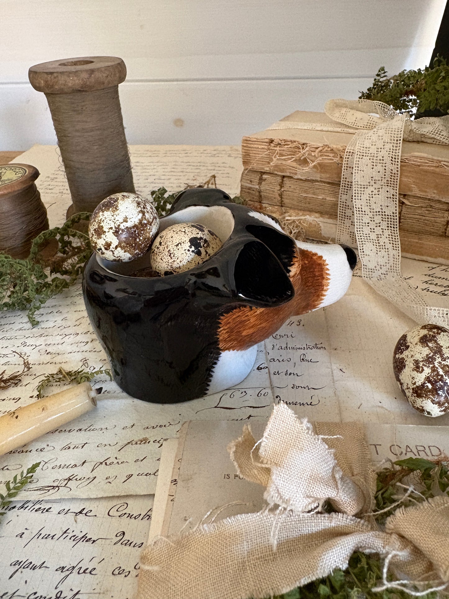 Quail Ceramics Fox / Dog Head Egg Cup