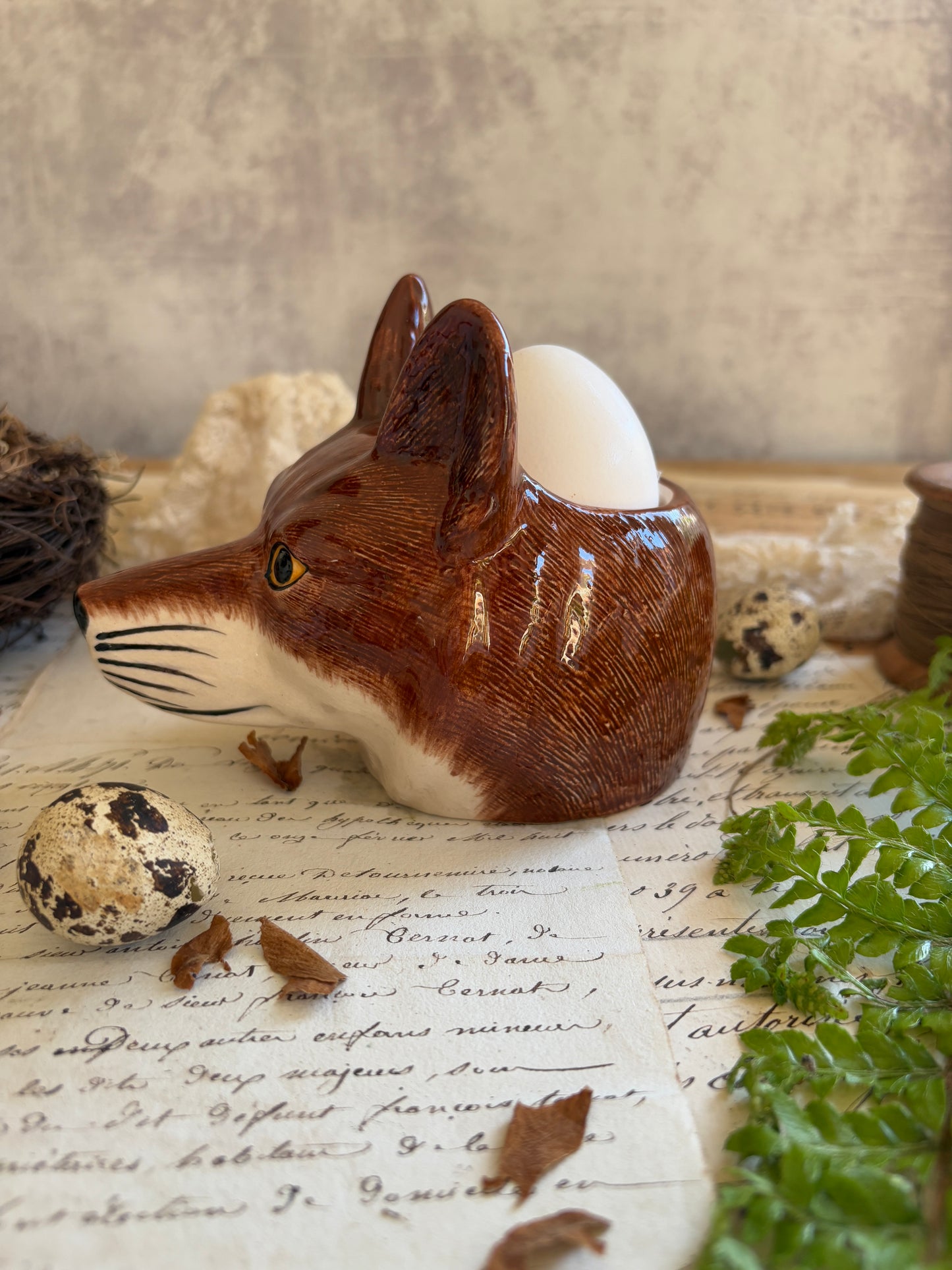 Quail Ceramics Fox / Dog Head Egg Cup