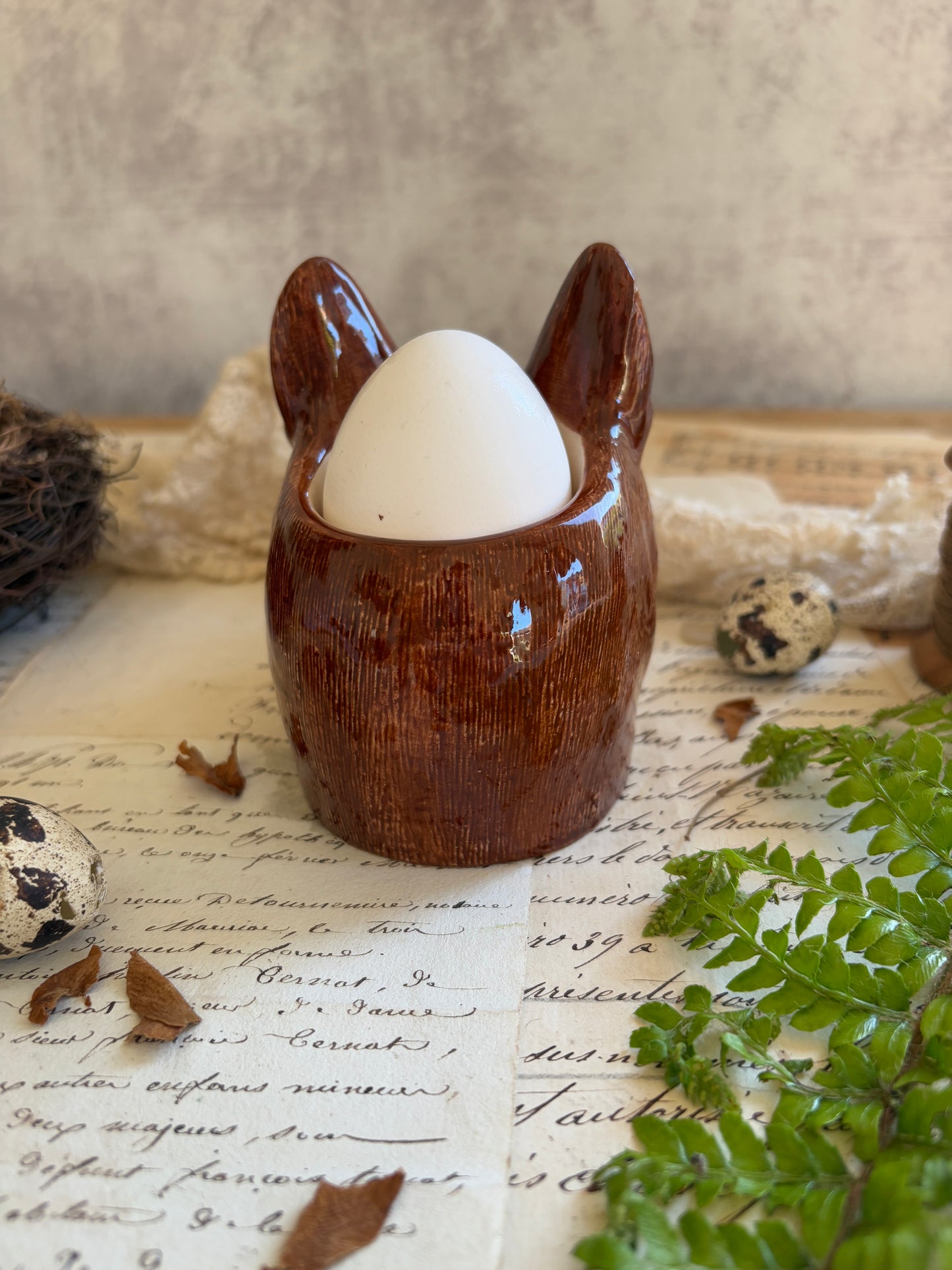 Quail Ceramics Fox / Dog Head Egg Cup