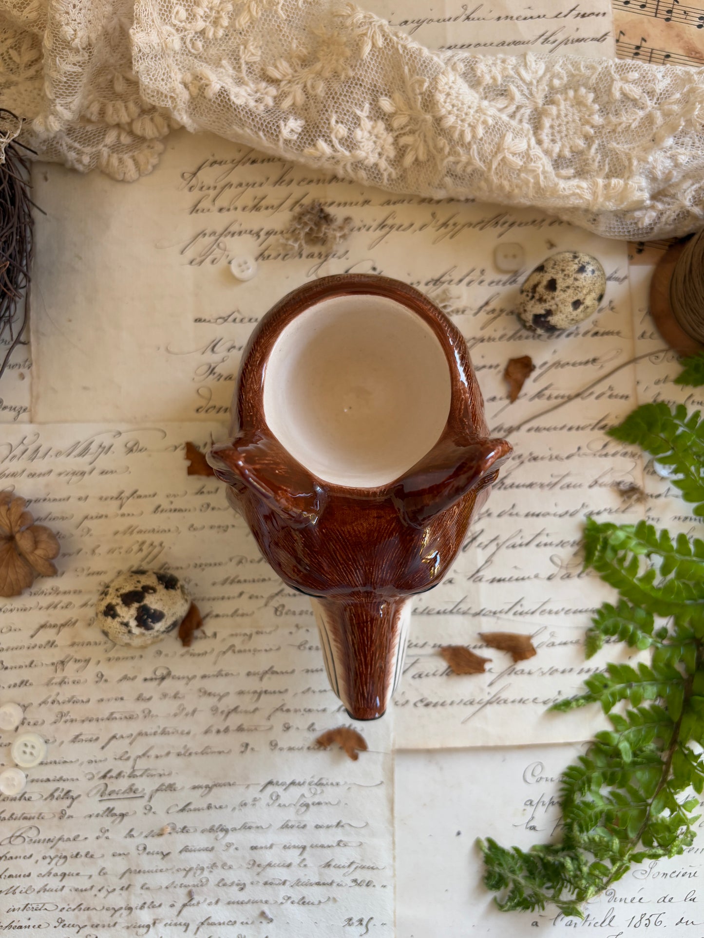Quail Ceramics Fox / Dog Head Egg Cup