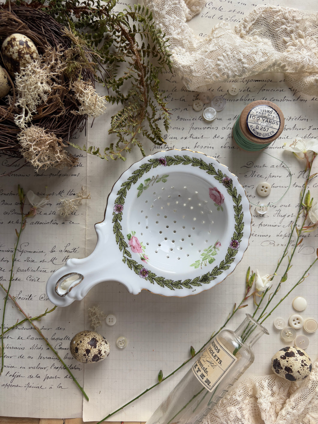 Vintage Porcelain Tea Strainer