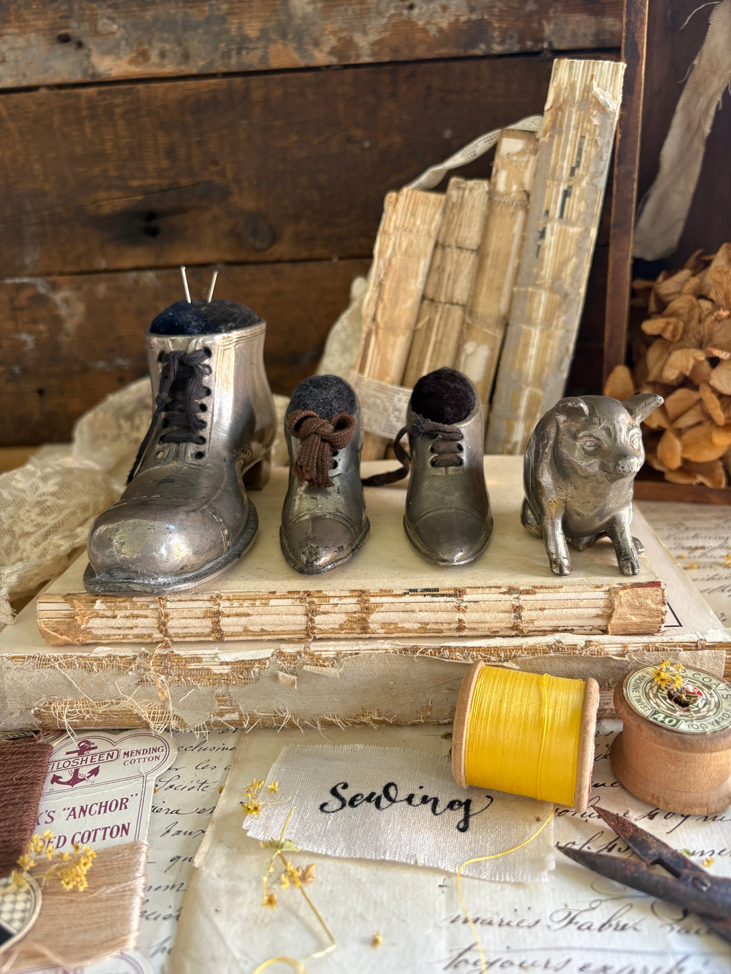 Vintage Spelter Pin Cushions