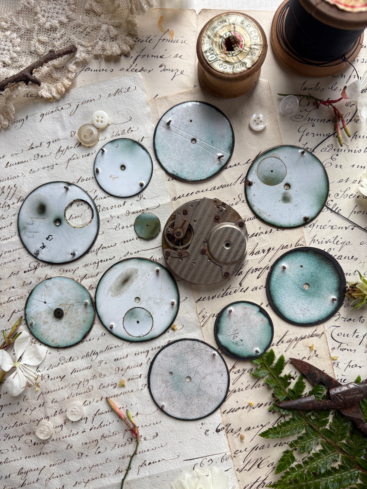 Set of Antique Enamel Clock Faces