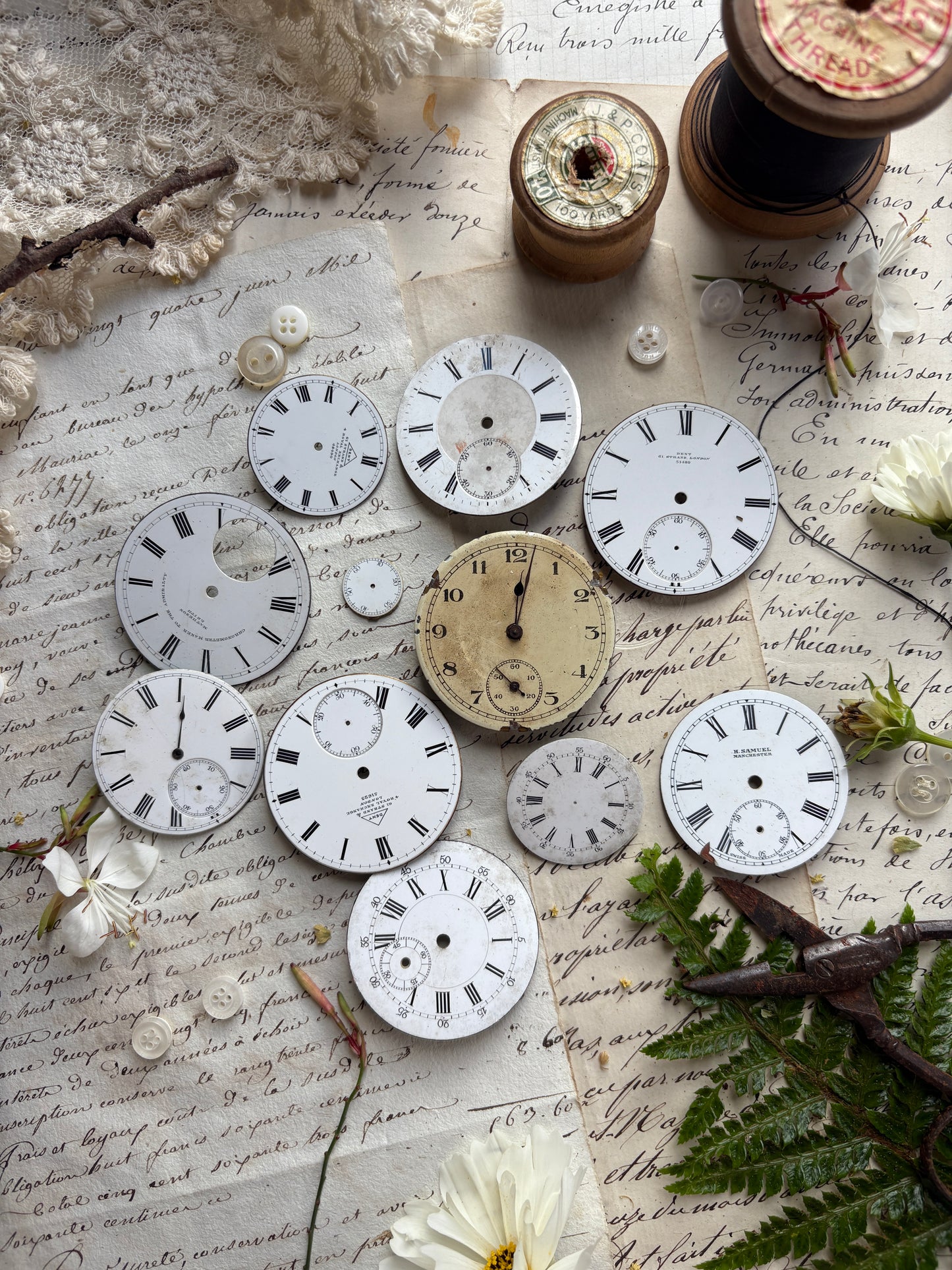 Set of Antique Enamel Clock Faces