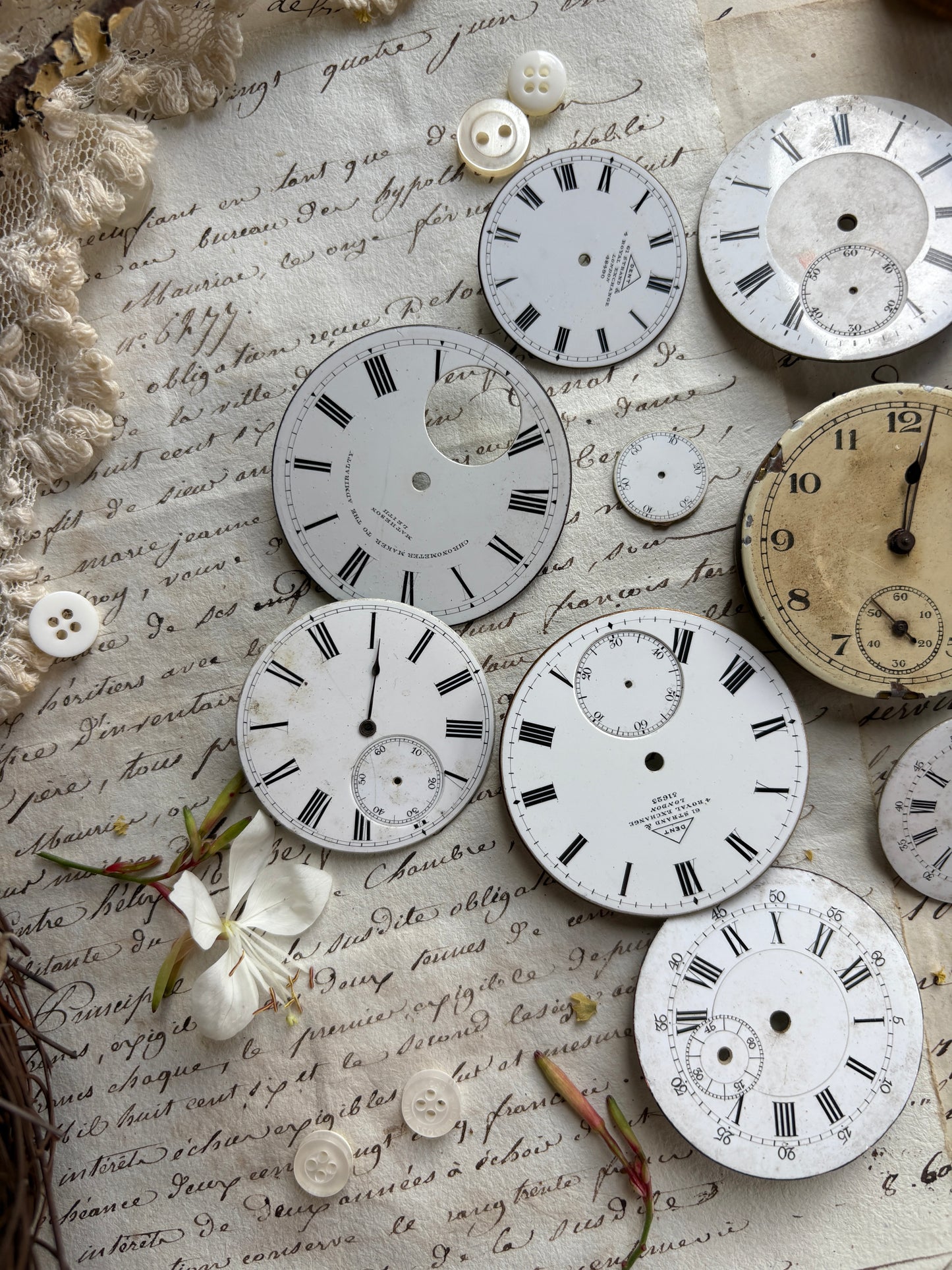 Set of Antique Enamel Clock Faces