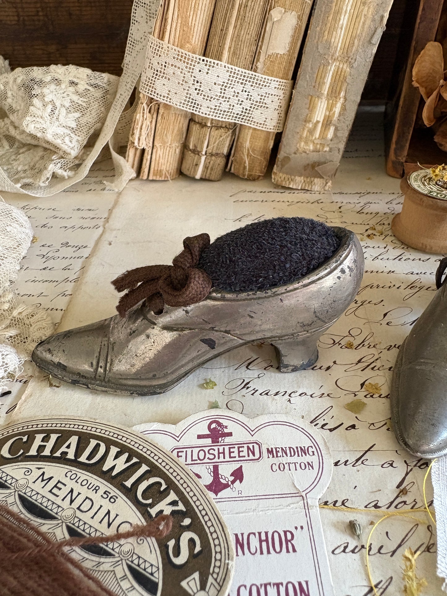 Vintage Spelter Pin Cushions