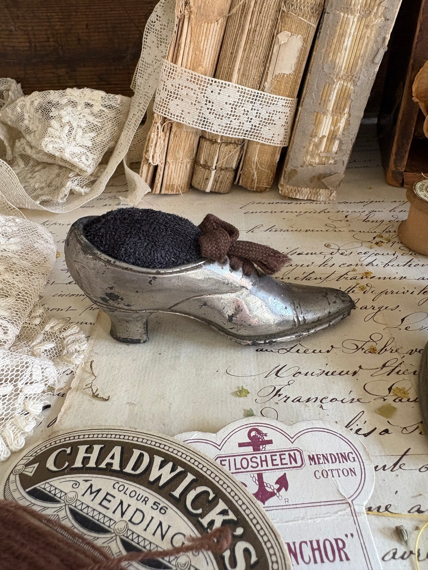 Vintage Spelter Pin Cushions