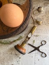 Load image into Gallery viewer, Antique Bobbin Spool Egg Holder with Egg Timer
