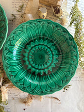 Load image into Gallery viewer, Antique Majolica Green Sunflower Plates
