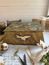 Load image into Gallery viewer, Vintage Metal Tin with Flying Mallards &amp; Golden Moon
