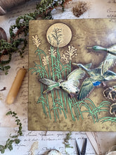 Load image into Gallery viewer, Vintage Metal Tin with Flying Mallards &amp; Golden Moon
