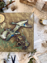 Load image into Gallery viewer, Vintage Metal Tin with Flying Mallards &amp; Golden Moon
