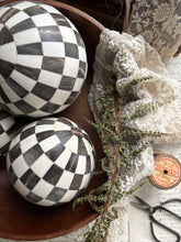 Load image into Gallery viewer, Set of Three Decorative Black &amp; White Check Balls

