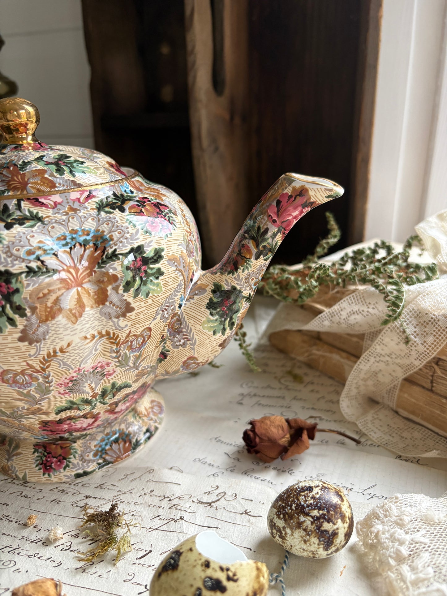 Vintage Arthur Wood Floral Chintz Teapot