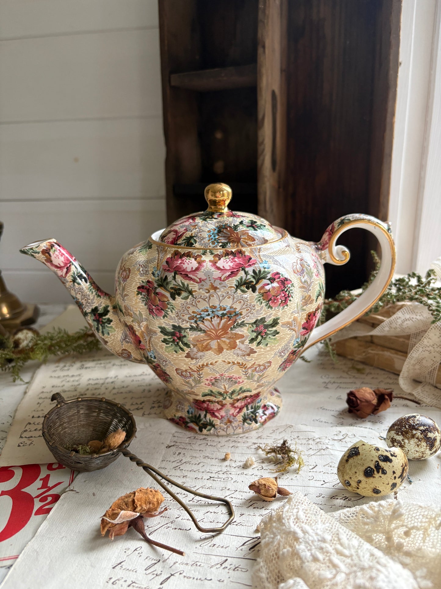 Vintage Arthur Wood Floral Chintz Teapot