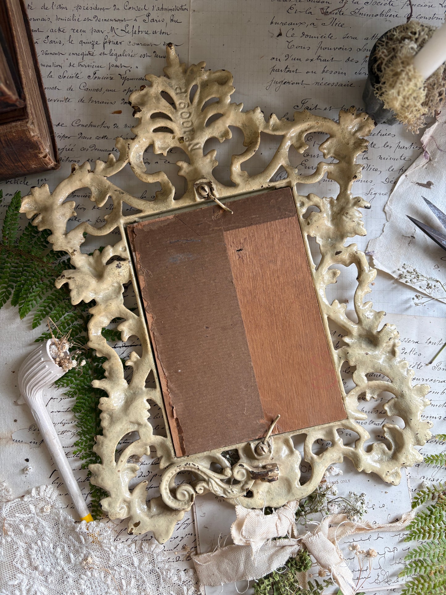 Antique Solid Cast Brass Photo Frame