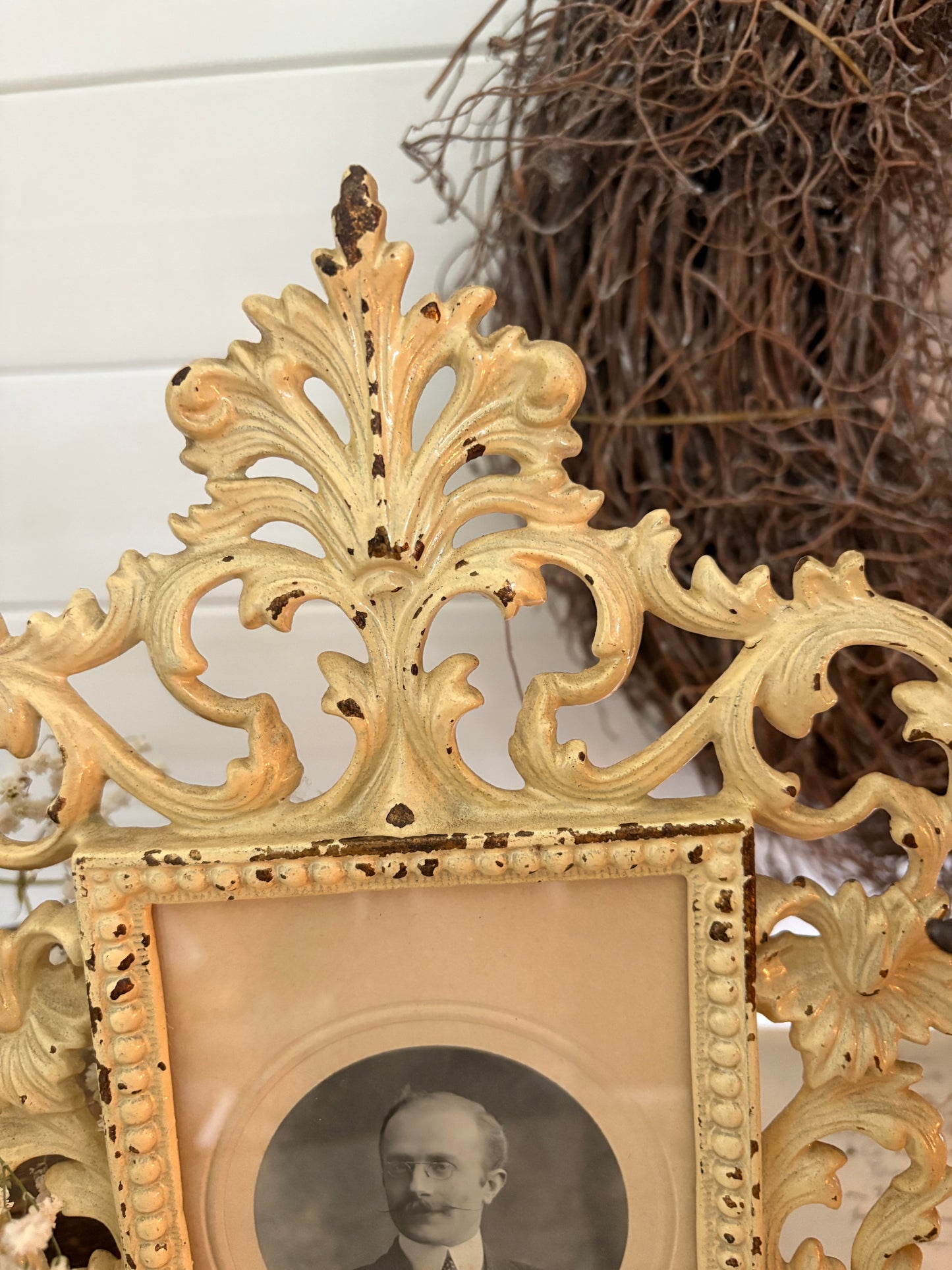 Antique Solid Cast Brass Photo Frame