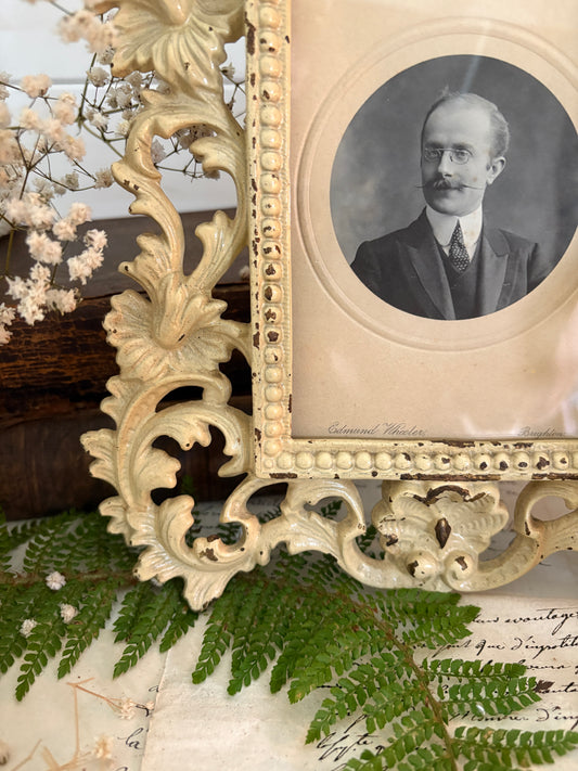 Antique Solid Cast Brass Photo Frame