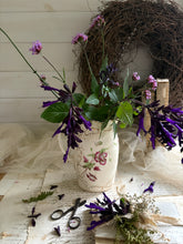 Load image into Gallery viewer, Pretty Floral Vase with Ornate Handle &amp; Gilded Detailing
