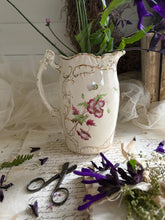 Load image into Gallery viewer, Pretty Floral Vase with Ornate Handle &amp; Gilded Detailing
