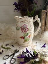Load image into Gallery viewer, Pretty Floral Vase with Ornate Handle &amp; Gilded Detailing
