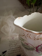 Load image into Gallery viewer, Pretty Floral Vase with Ornate Handle &amp; Gilded Detailing
