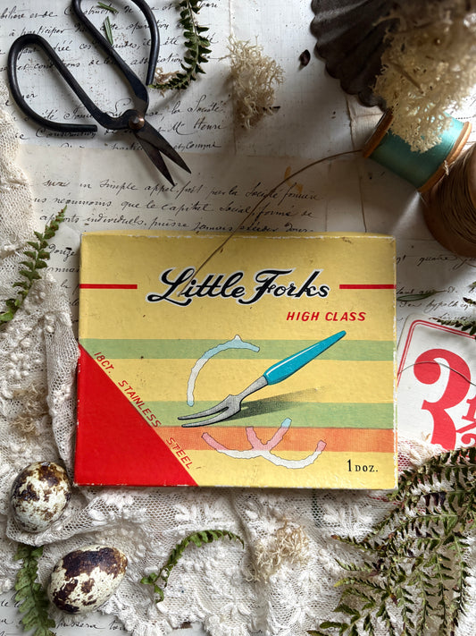 Vintage Boxed Set of Cocktail Forks – Red, White & Green
