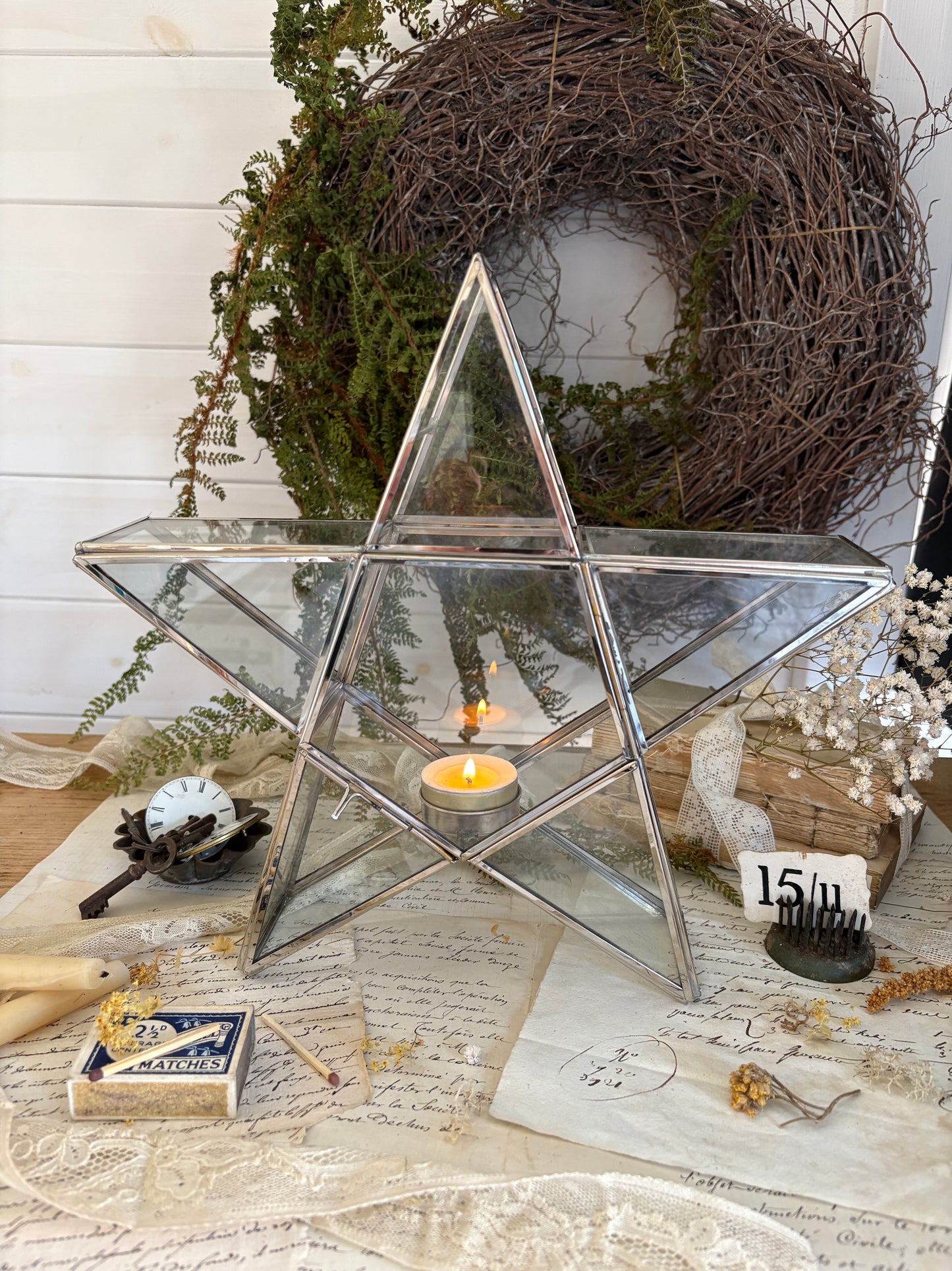 Glass Star Tea Light Holder