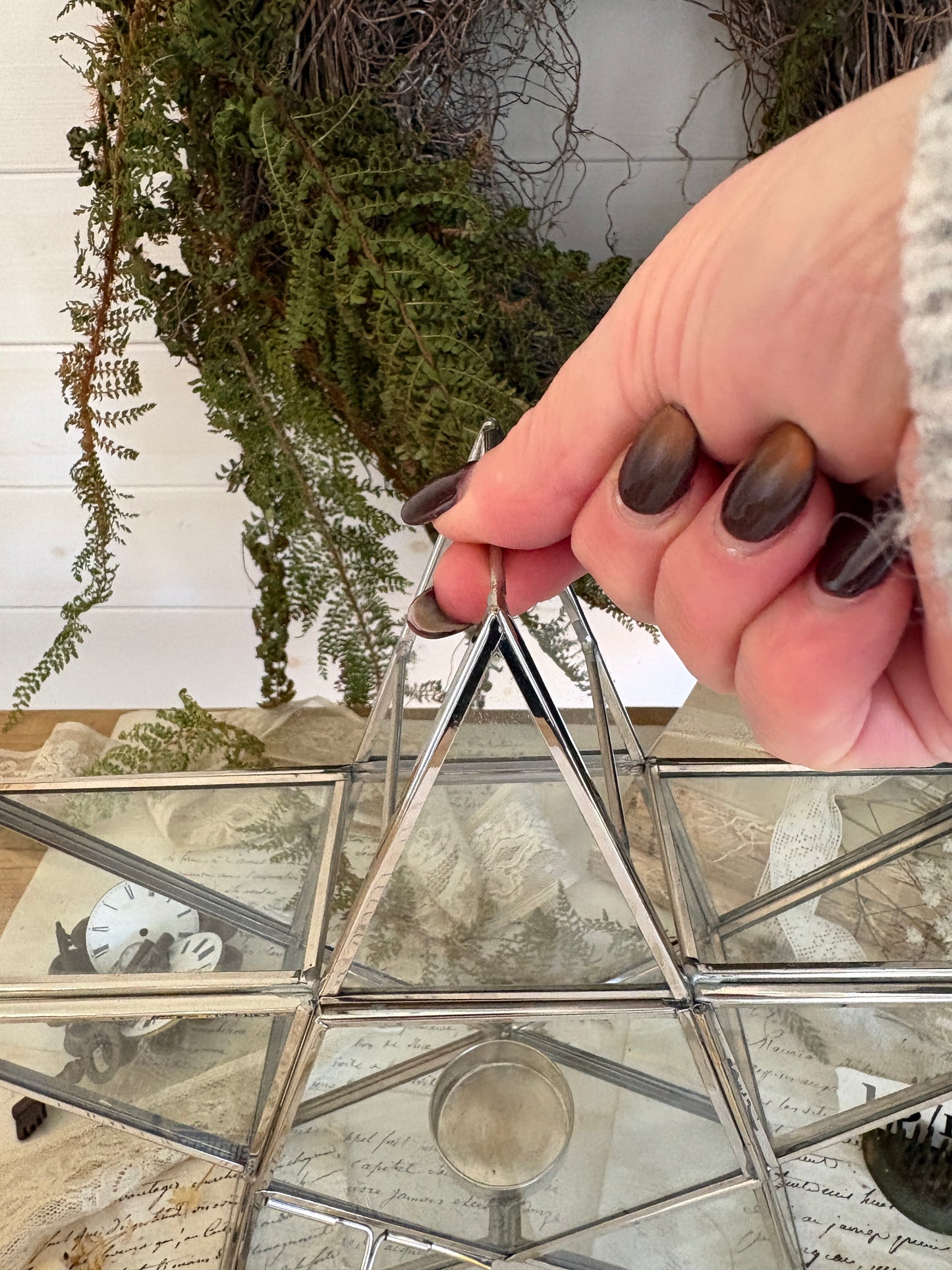 Glass Star Tea Light Holder