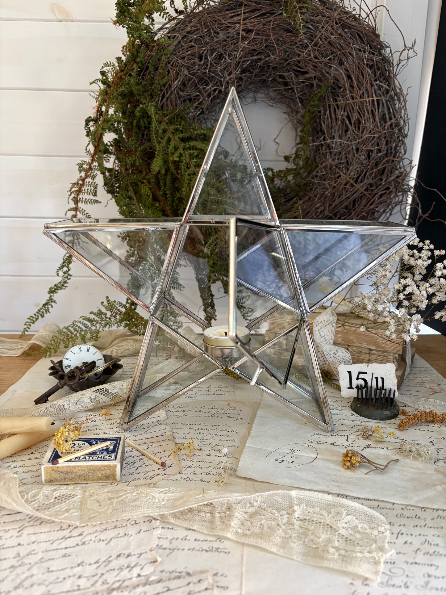 Glass Star Tea Light Holder