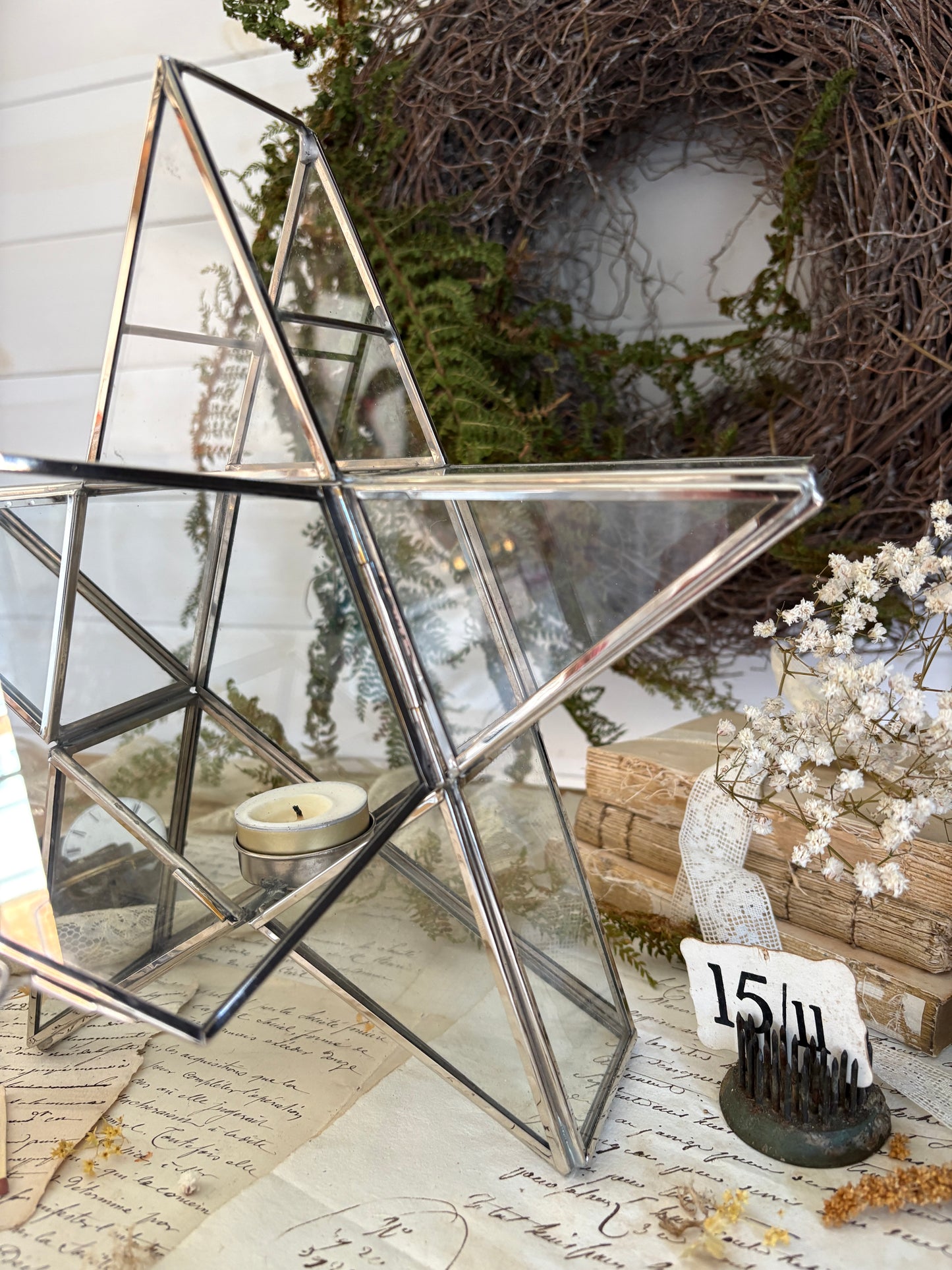 Glass Star Tea Light Holder