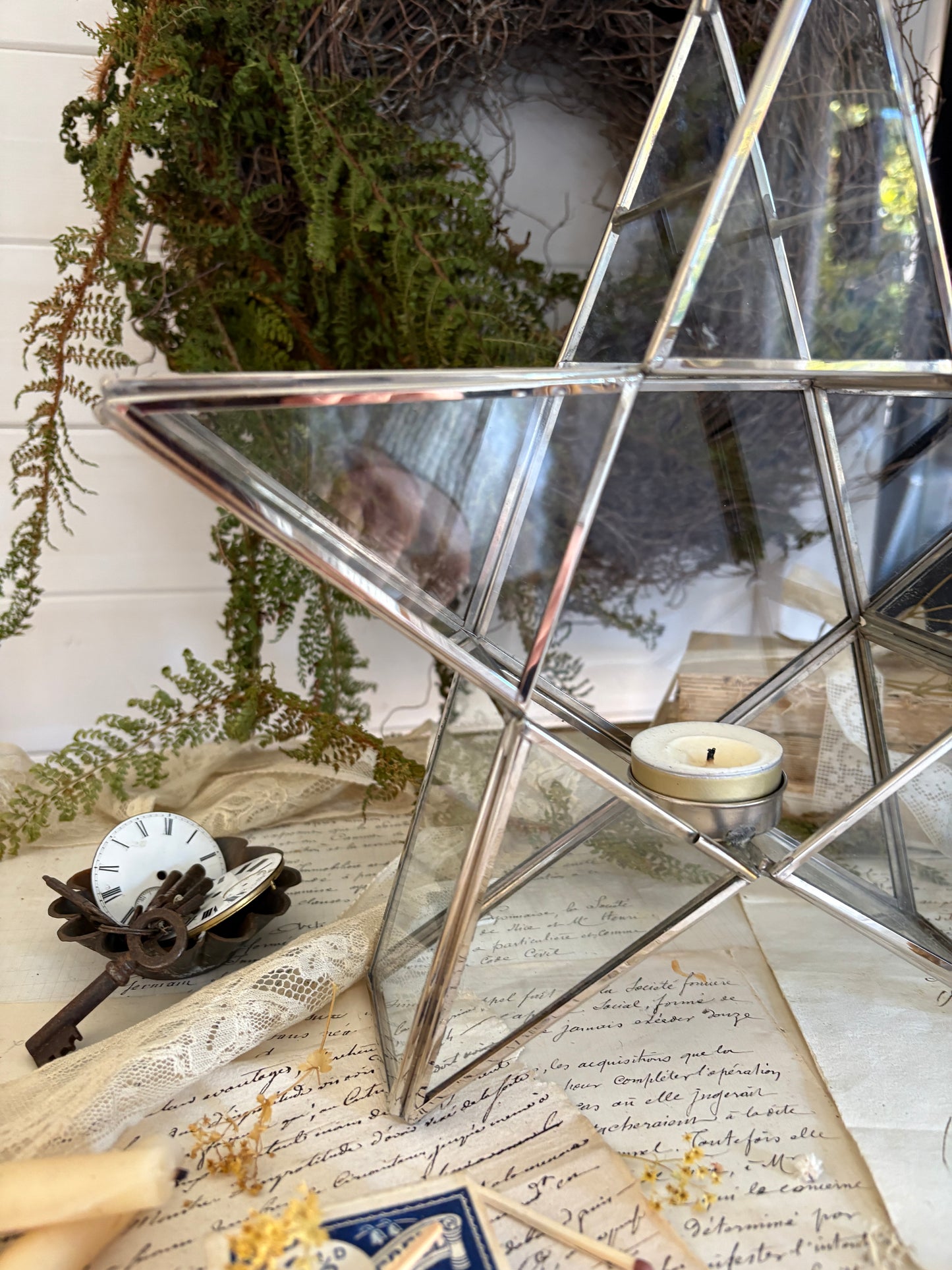 Glass Star Tea Light Holder