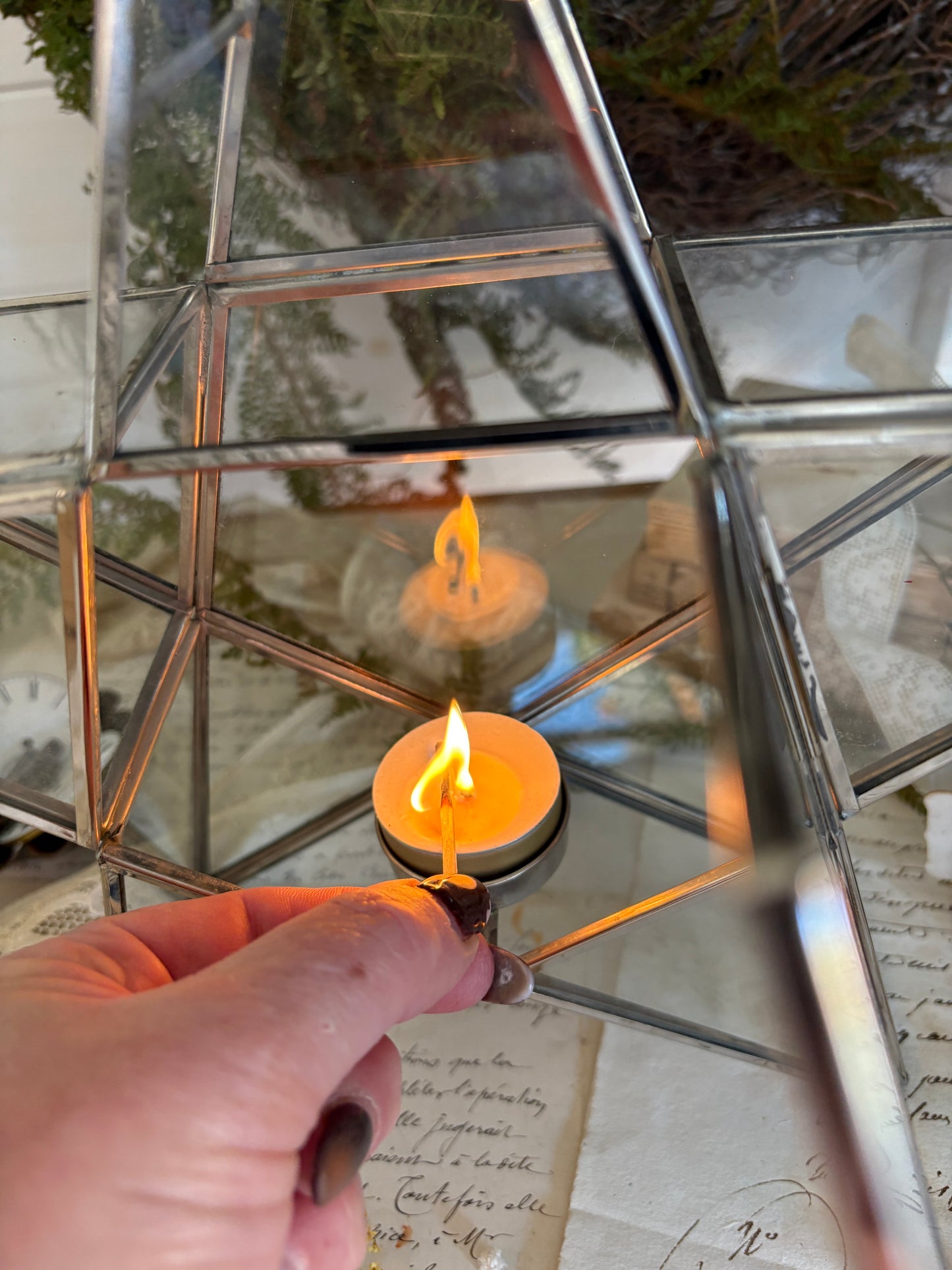 Glass Star Tea Light Holder