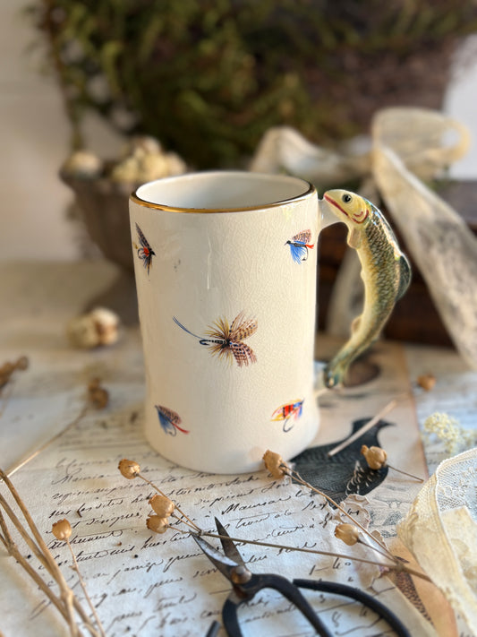 Staffordshire Vintage Ceramic Fly Fishing Tankard