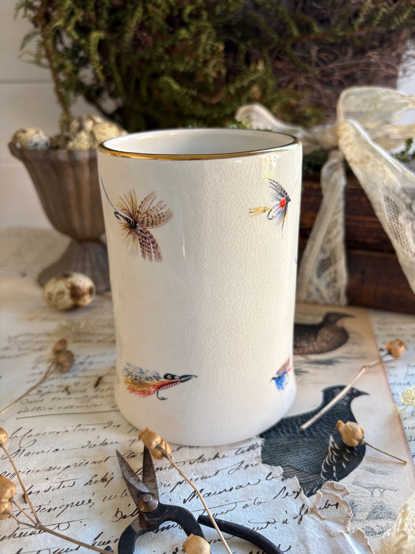 Staffordshire Vintage Ceramic Fly Fishing Tankard