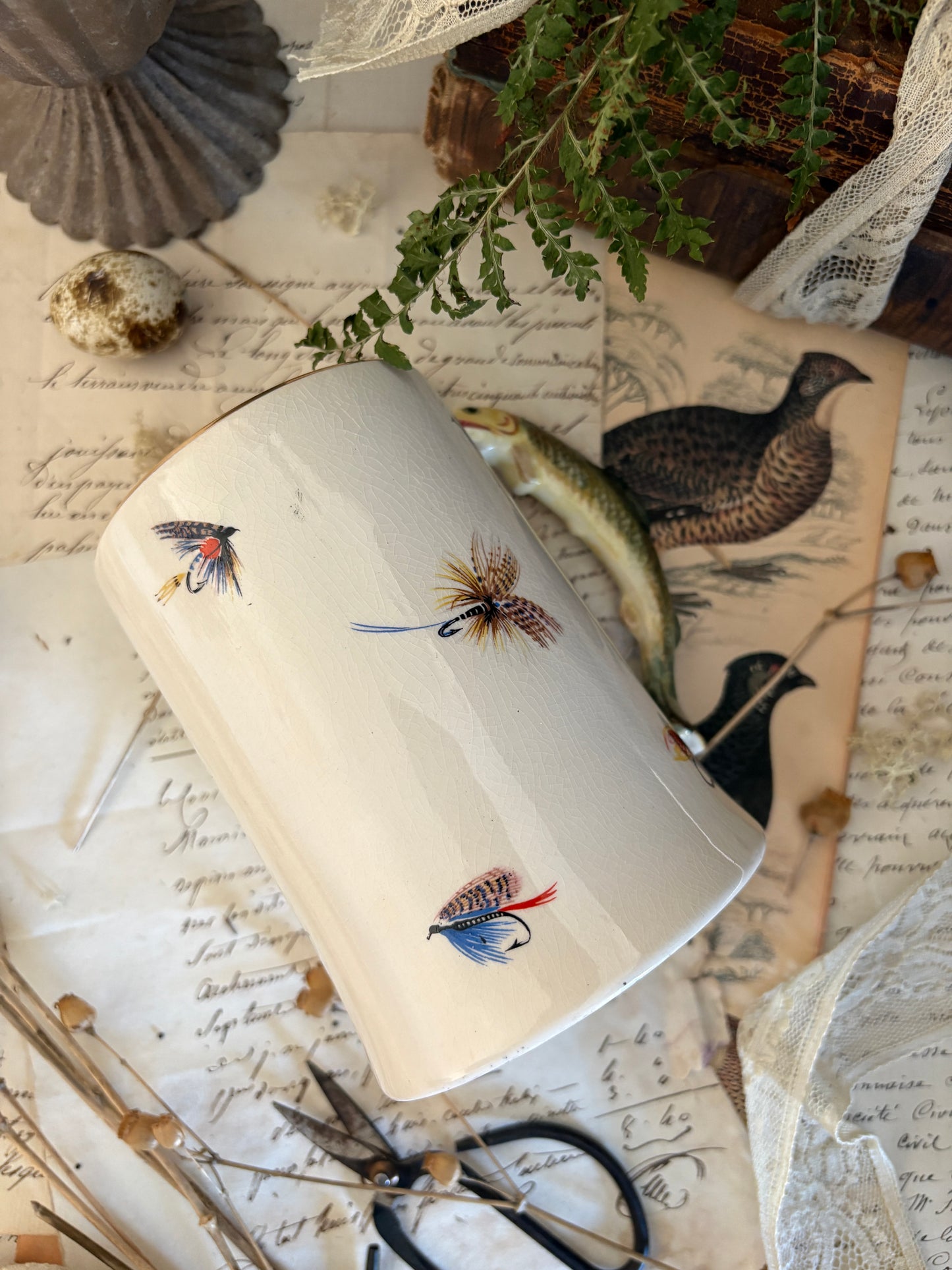 Staffordshire Vintage Ceramic Fly Fishing Tankard