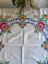 Load image into Gallery viewer, Vintage Square Embroidered Tablecloth with Six Matching Napkins
