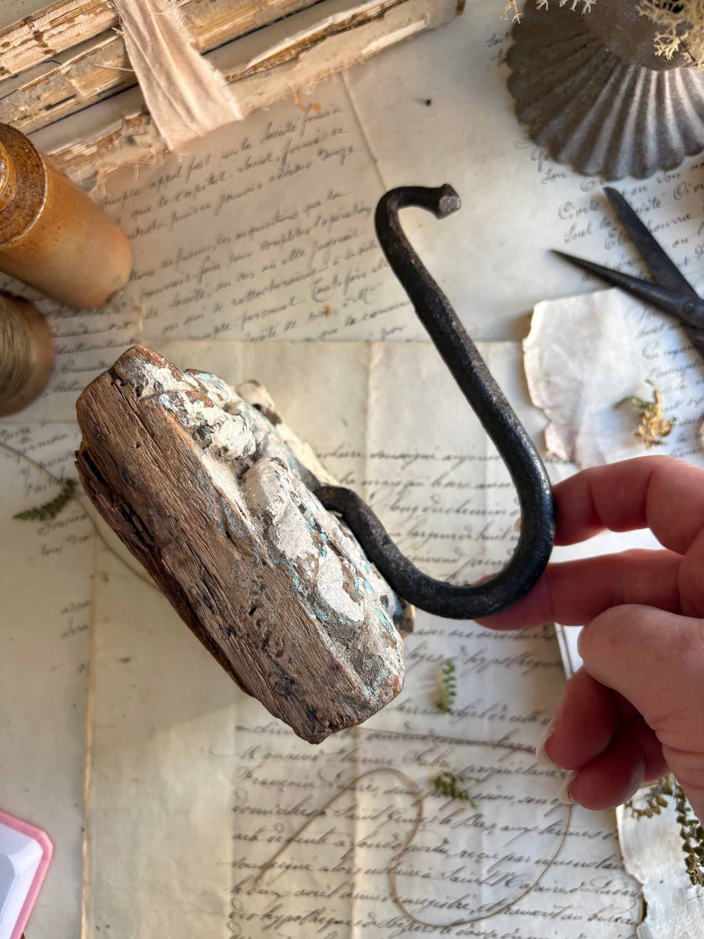 Antique Hand-Carved Wooden Wall Hook