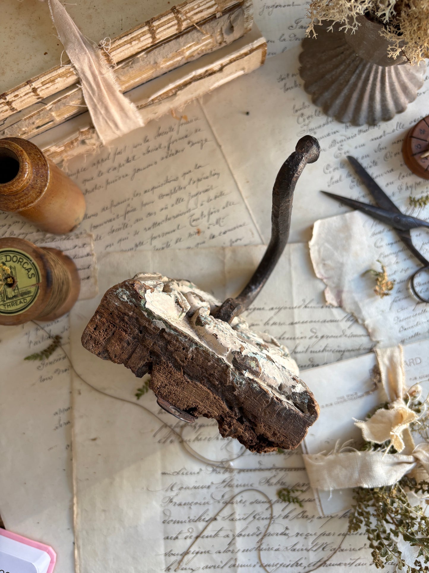 Antique Hand-Carved Wooden Wall Hook