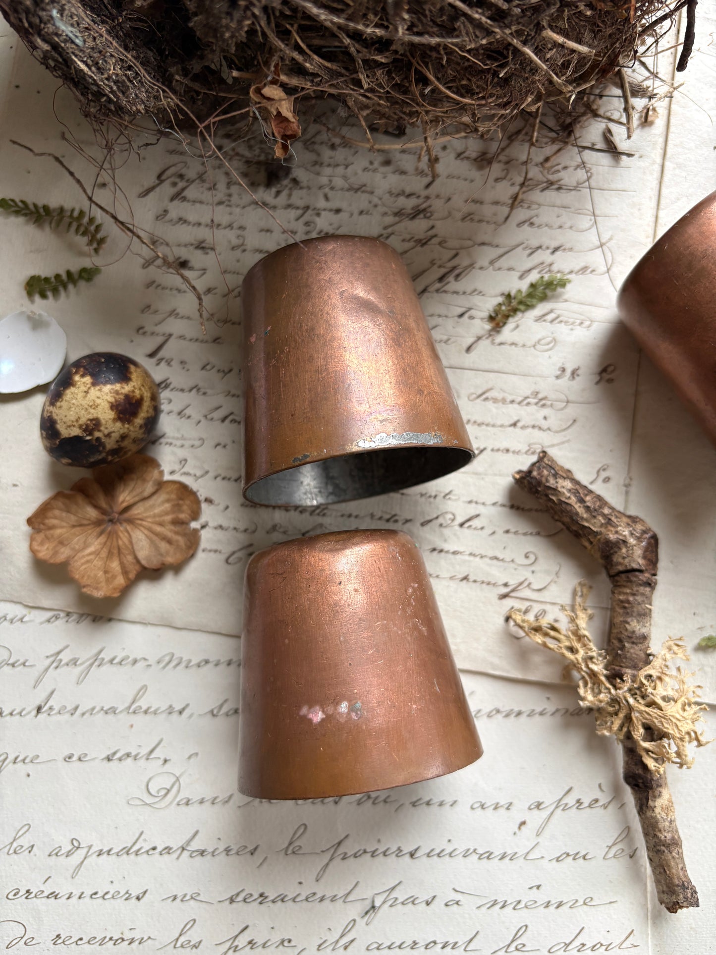 Set of Six Antique Copper Water Cups