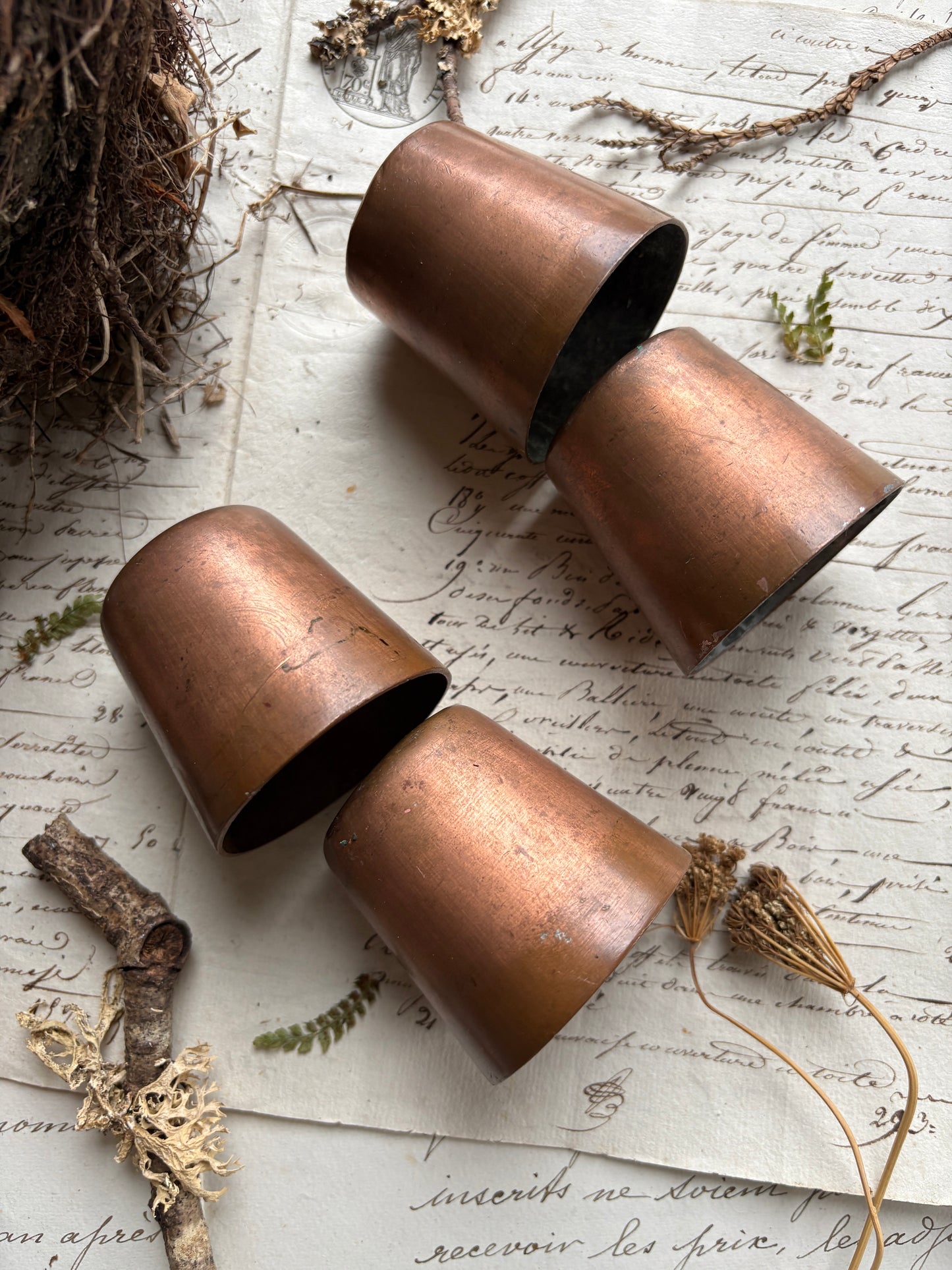 Set of Six Antique Copper Water Cups